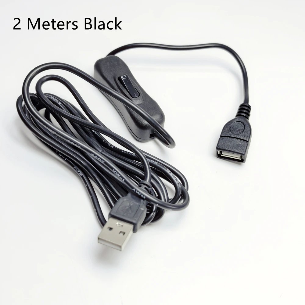 2 Meters USB Cable Extension Cord with ON/OFF Switch, Toggle USB Power Supply Line, Durable Adapter Accessories