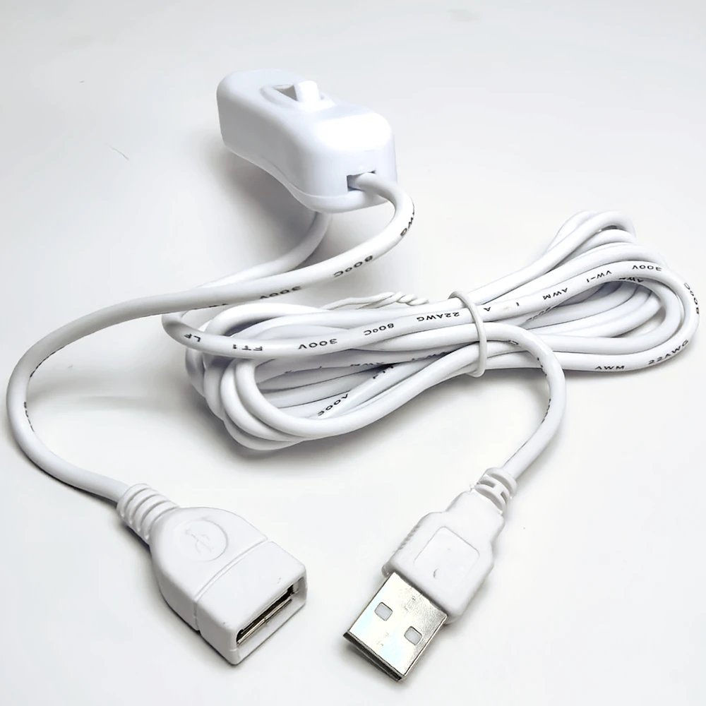 2 Meters USB Cable Extension Cord with ON/OFF Switch, Toggle USB Power Supply Line, Durable Adapter Accessories