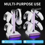 RGB Game Controller Holder Rack with 7 Light Modes, Headphone Stand 2 USB Charging and 1 Type-C for PS5/PS4/Xbox/Switch Pro - Image 4