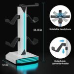 RGB Game Controller Holder Rack with 7 Light Modes, Headphone Stand 2 USB Charging and 1 Type-C for PS5/PS4/Xbox/Switch Pro - Image 6