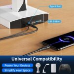 RGB Game Controller Holder Rack with 7 Light Modes, Headphone Stand 2 USB Charging and 1 Type-C for PS5/PS4/Xbox/Switch Pro - Image 5