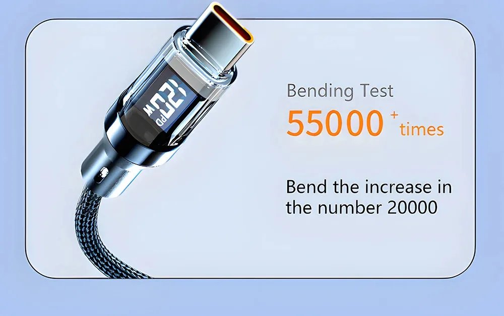 120W USBC Fast Charging Cable with LED Display Digital Data Cord for Samsung/Xiaomi , TypeC Power Meter Charger Accessories 120W USBC Fast Charging Cable with LED Display Digital Data Cord for Samsung/Xiaomi , TypeC Power Meter Charger Accessories