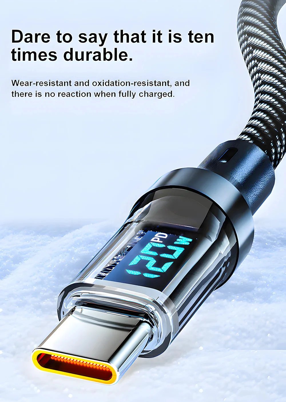 120W USBC Fast Charging Cable with LED Display Digital Data Cord for Samsung/Xiaomi , TypeC Power Meter Charger Accessories 120W USBC Fast Charging Cable with LED Display Digital Data Cord for Samsung/Xiaomi , TypeC Power Meter Charger Accessories