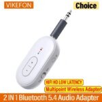 2 IN 1 Bluetooth 5.4 3.5MM AUX Stereo Transmitter Receiver Wireless Audio Adapter With Mic 1 to 2 Headset For TV Car Kit Speaker