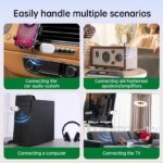 2 IN 1 Bluetooth 5.4 3.5MM AUX Stereo Transmitter Receiver Wireless Audio Adapter With Mic 1 to 2 Headset For TV Car Kit Speaker - Image 3