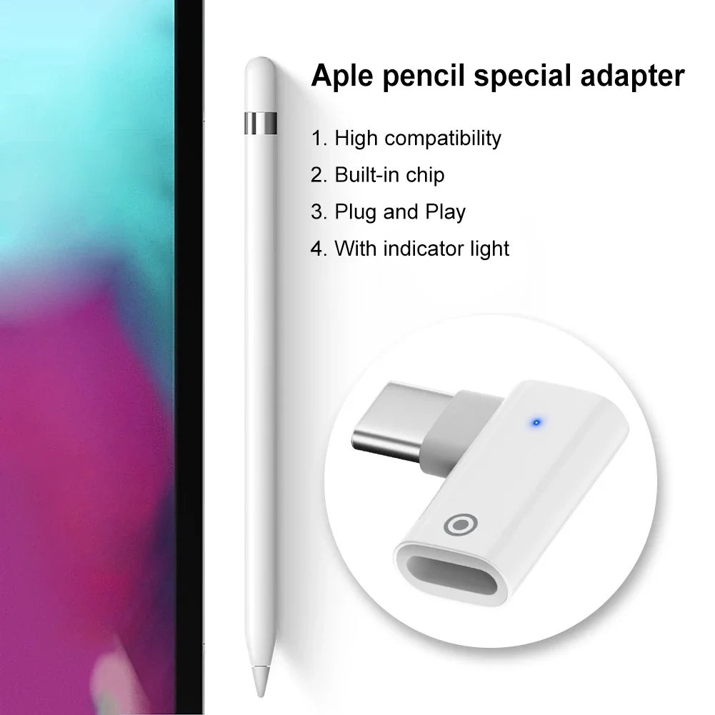 For Apple Pencil Charging Converter Adapter for Apple Pencil 1st Generation Connector Charger with Indicator Light