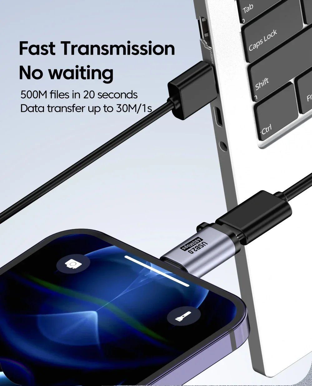 Micro USB To Type C Adapter Mini USB To USB C 480Mbps Fast Data Charging Connector USBC To Lightning Adapter for Iphone