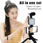 Smartphone Vlogging Kit With Tripod Phone Holder Mini Mic LED Fill Light Starter For Live Stream Video YouTube - Image 2