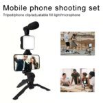 Smartphone Vlogging Kit With Tripod Phone Holder Mini Mic LED Fill Light Starter For Live Stream Video YouTube - Image 4