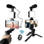 Smartphone Vlogging Kit With Tripod Phone Holder Mini Mic LED Fill Light Starter For Live Stream Video YouTube