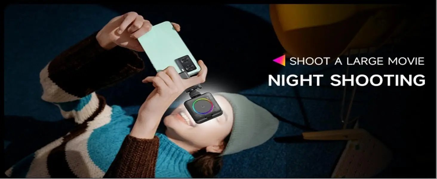 RGB Pocket Fill Light 10 Dynamic Effects 2500K-9000K Clip-on Rechargeable Small Video Light for Phone Camera Vlogging Streaming