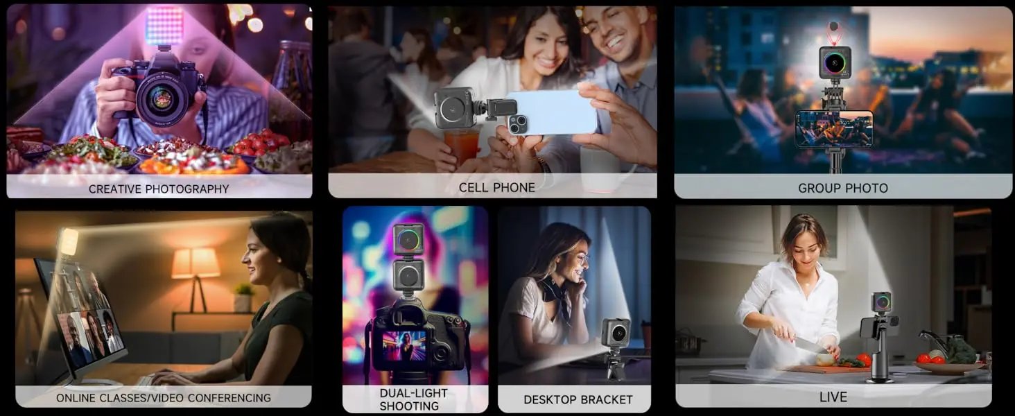 RGB Pocket Fill Light 10 Dynamic Effects 2500K-9000K Clip-on Rechargeable Small Video Light for Phone Camera Vlogging Streaming
