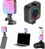 RGB Pocket Fill Light 10 Dynamic Effects 2500K-9000K Clip-on Rechargeable Small Video Light for Phone Camera Vlogging Streaming