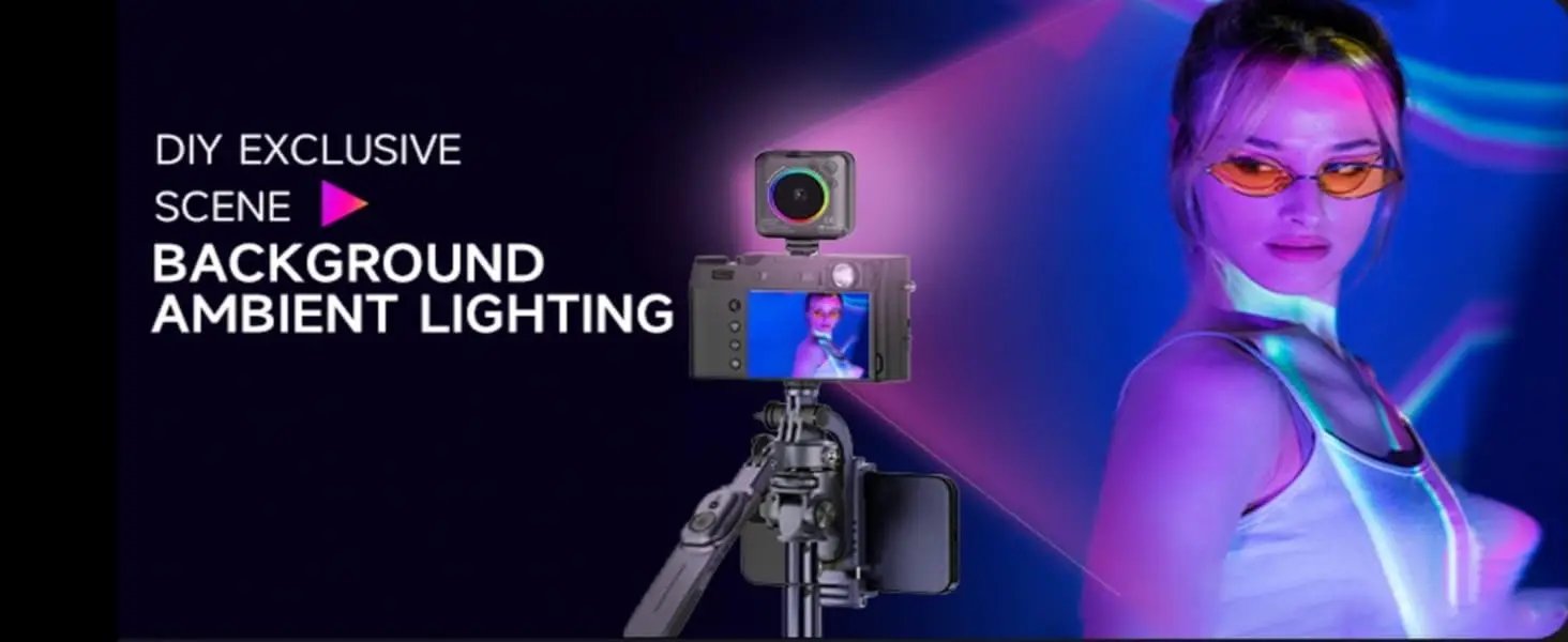 RGB Pocket Fill Light 10 Dynamic Effects 2500K-9000K Clip-on Rechargeable Small Video Light for Phone Camera Vlogging Streaming