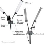 Flexible Double Arms LED Fill Light Bi-Color Dimmable Beauty LED Video Lights  3 Light Modes with Phone Holder for Live Stream - Image 5