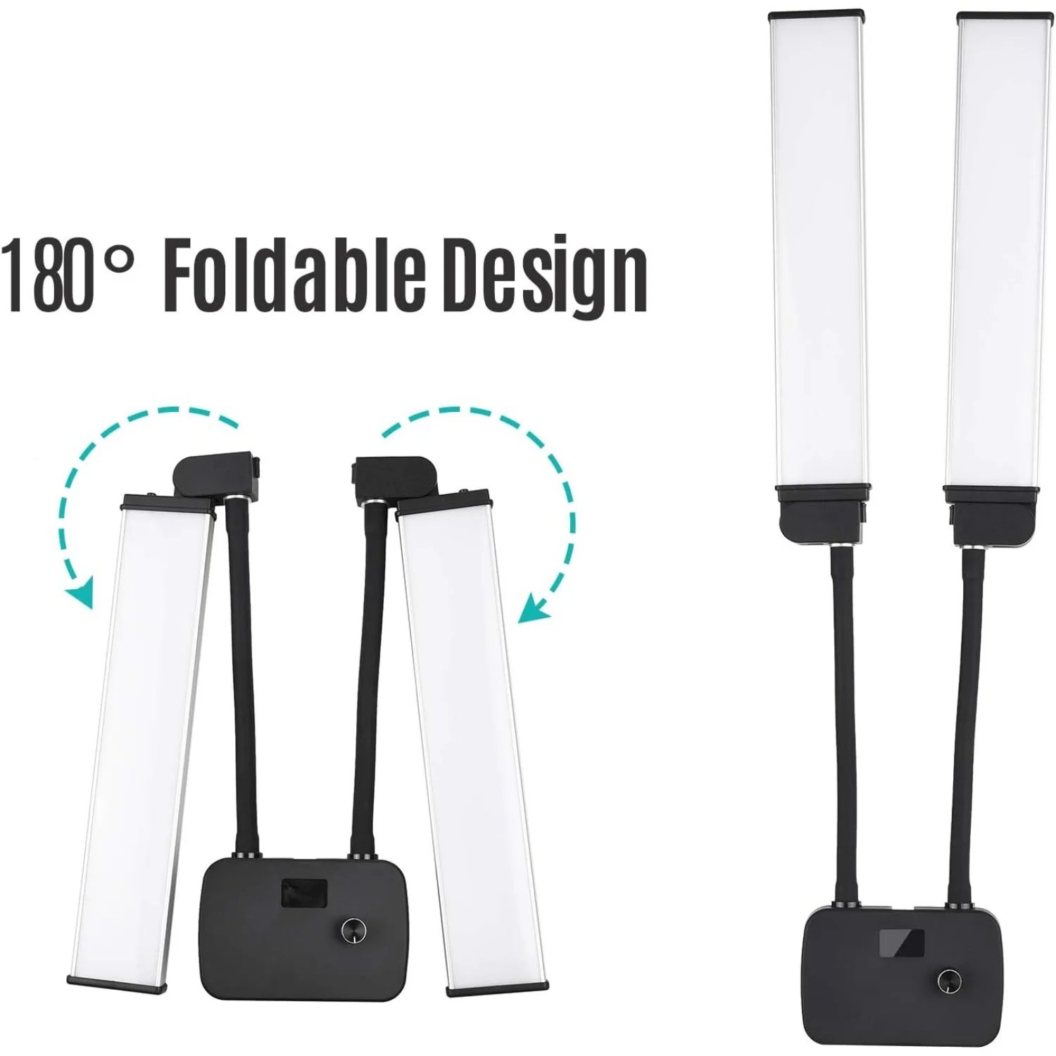 Flexible Double Arms LED Fill Light Bi-Color Dimmable Beauty LED Video Lights  3 Light Modes with Phone Holder for Live Stream