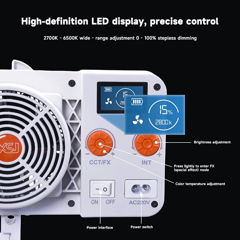 YSKE 320W COB LED Video Light, Bi-color 2700K-6500K, APP Control, Studio Lighting for Photography YouTube TikTok