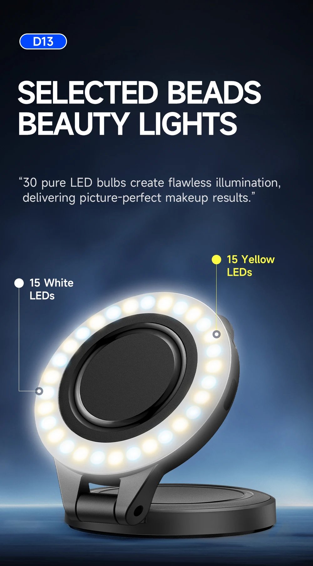 TOKQI Magnetic Fill Light Pocket Selfie Ring Light 180° Rotation Three-color LED Lamp for Phone Photography, and Live Makeup