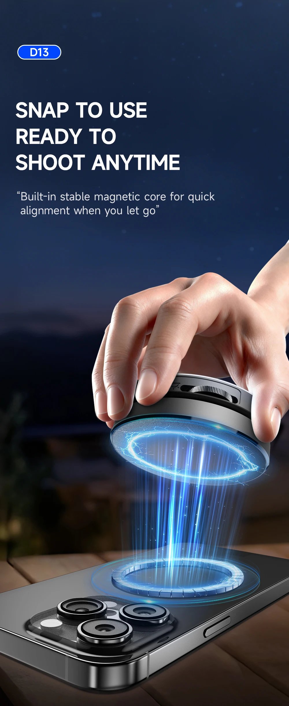 TOKQI Magnetic Fill Light Pocket Selfie Ring Light 180° Rotation Three-color LED Lamp for Phone Photography, and Live Makeup