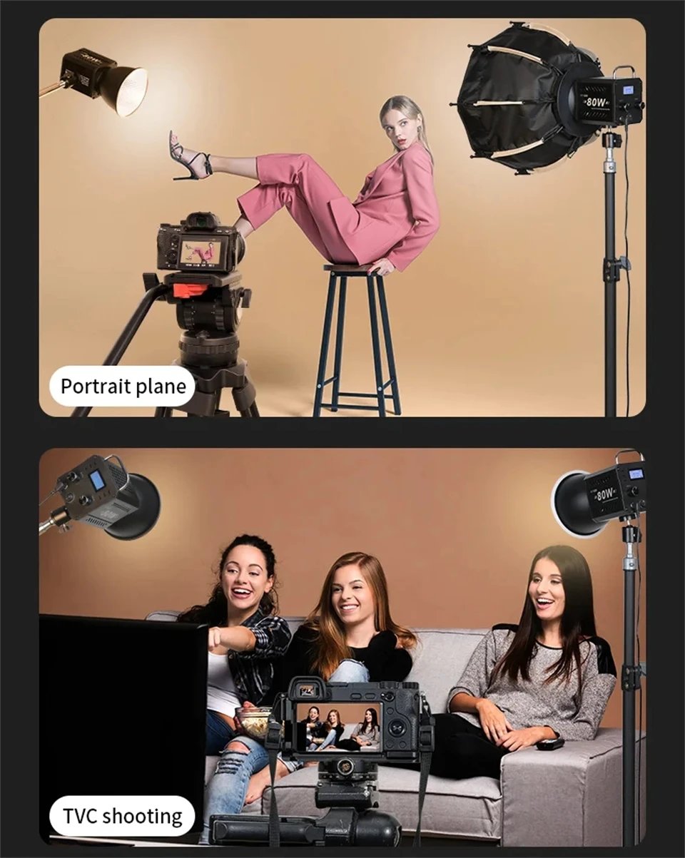 ZU80 COB Photo Studio Light Bi-Color 2500K-8500K LED Video Light CRI95+ TLCI97+ Photography Fill Lighting with Diffuser