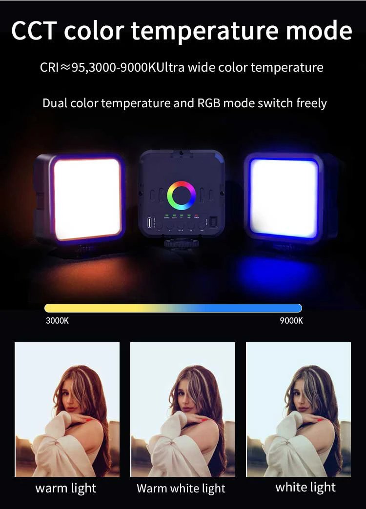 Full Color RGB Video Fill Light Mini LED Camera Light 1800mAh Rechargable Pocket Camera LED Lamp For Photo Video Fill Lighting