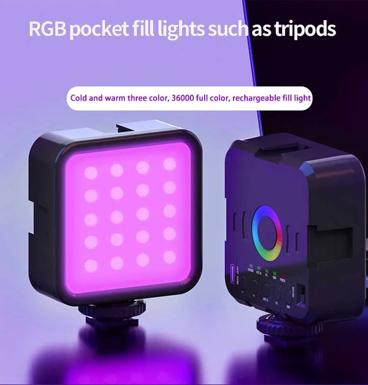 Full Color RGB Video Fill Light Mini LED Camera Light 1800mAh Rechargable Pocket Camera LED Lamp For Photo Video Fill Lighting
