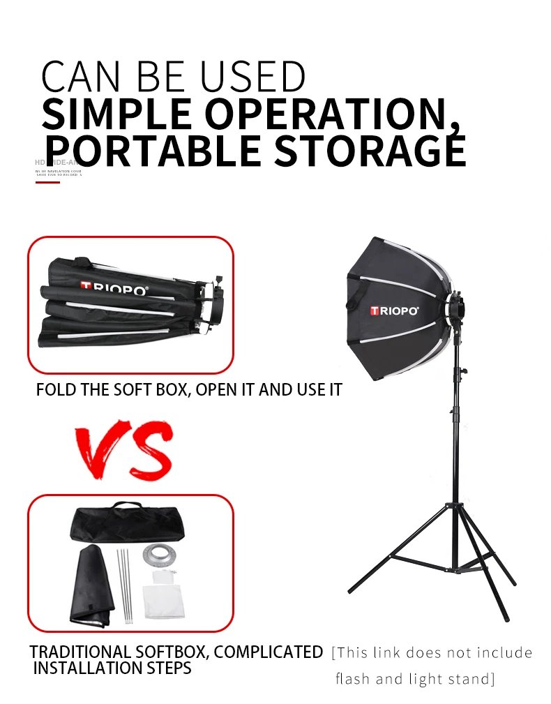 TRIOPO Newest KX 65CM Softbox Octagon Umbrella Light Box For Godox AD200 V1 Speedlite Flash Light Photography Studio Accessories