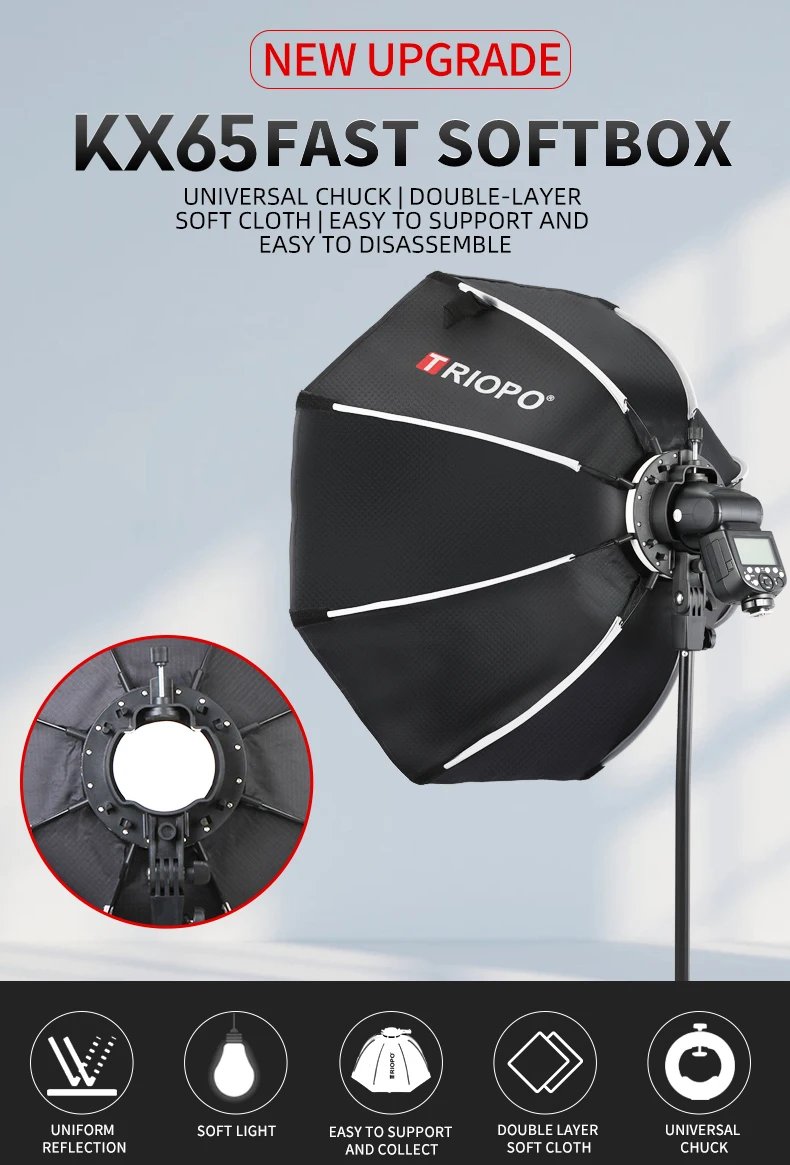 TRIOPO Newest KX 65CM Softbox Octagon Umbrella Light Box For Godox AD200 V1 Speedlite Flash Light Photography Studio Accessories