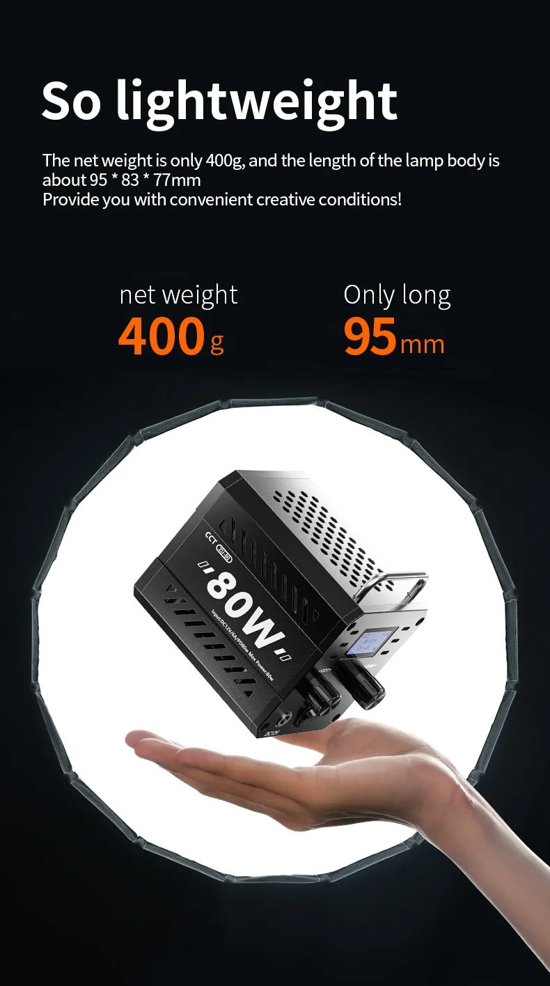 ZU80/ZU60 Photo Studio Light COB Bi-Color 2500-8500K CRI≥95 TLCI≥97 With Diffuser LED Video Lights Fill Lighting