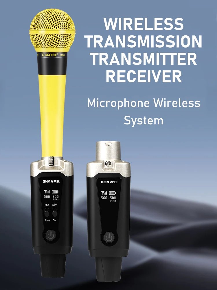 Wireless Microphone System G-MARK GX1.1 UHF XLR Adapter 16 Channels Audio Transmitter And Receiver For 48V Phantom Power Condens