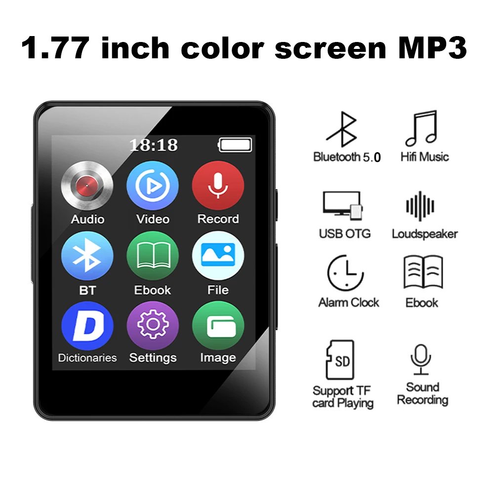 Portable MP3 Player Bluetooth 5.0 Music Stereo Speaker For Walkman Sport Player MP4 Video Player E-book/Recorder MP3
