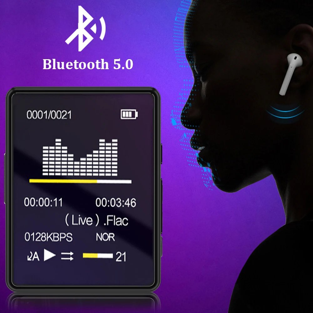 Portable MP3 Player Bluetooth 5.0 Music Stereo Speaker For Walkman Sport Player MP4 Video Player E-book/Recorder MP3