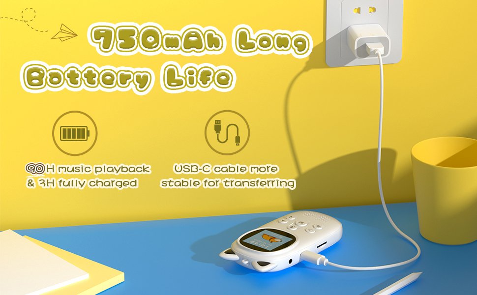 Oilsky MP3 Player Children with Headphones, 32GB, Bluetooth 5.0,  with Speaker, FM Radio, Pedometer, Voice Recorder, Up to 128GB