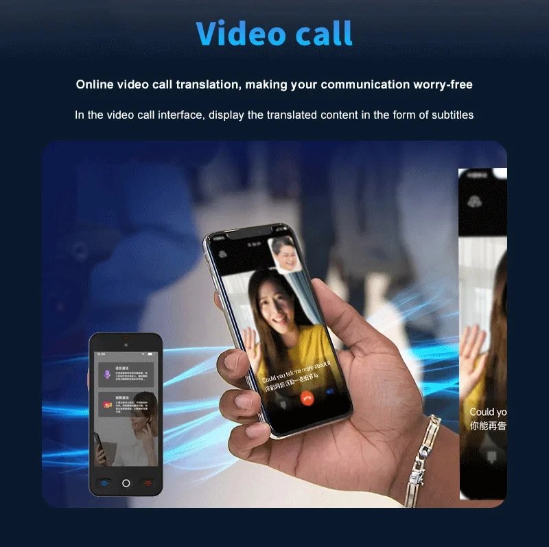 Language Translator Device with 152 Languages Voice Portable Ai  Translating Offline Translation Support Voice Video Recording