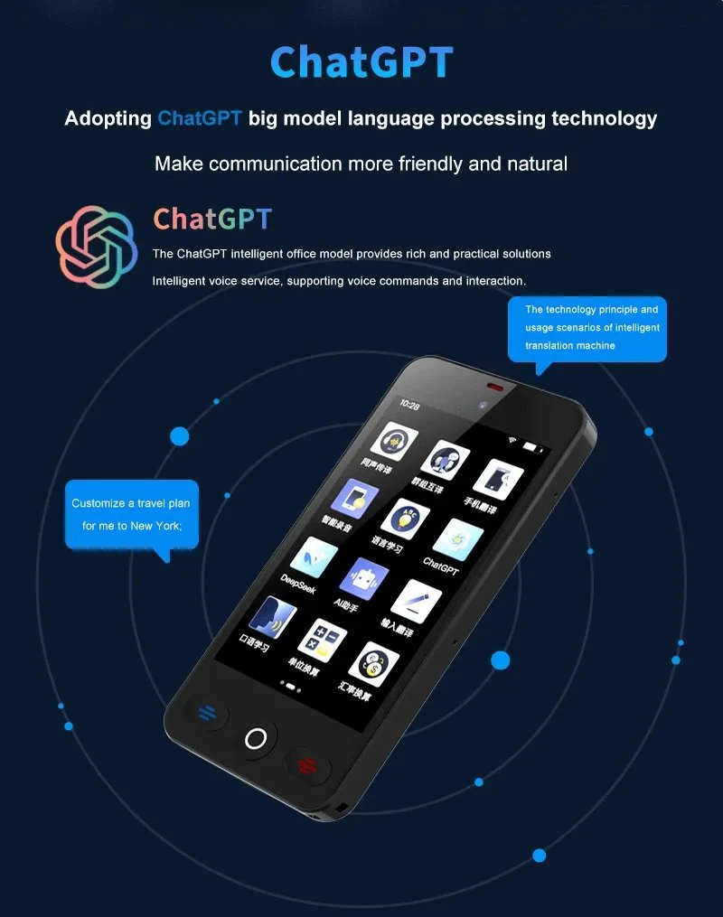 Language Translator Device with 152 Languages Voice Portable Ai  Translating Offline Translation Support Voice Video Recording