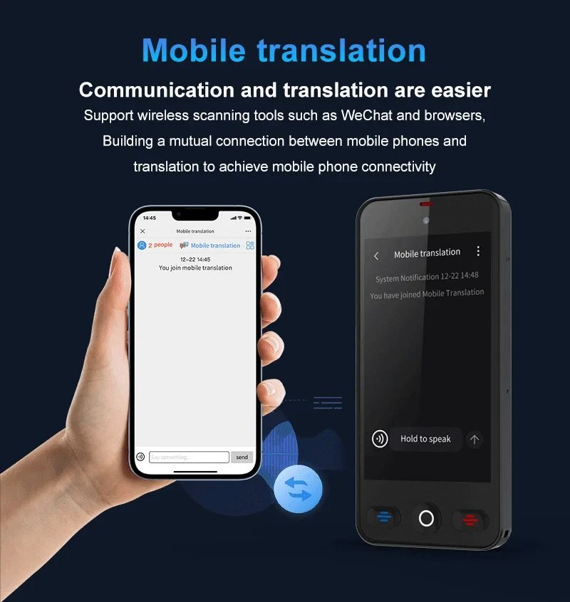 Language Translator Device with 152 Languages Voice Portable Ai  Translating Offline Translation Support Voice Video Recording