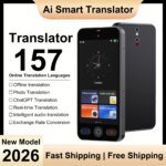 Language Translator Device with 152 Languages Voice Portable Ai  Translating Offline Translation Support Voice Video Recording