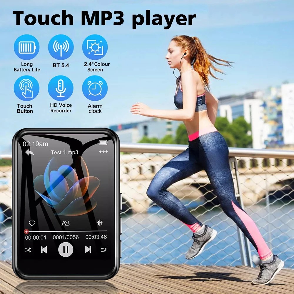 32GB 2.4 Inch Touch Screen Bluetooth 5.4 MP3 Player, HiFi Music Player with Speaker/Recorder/Ebook/Picture