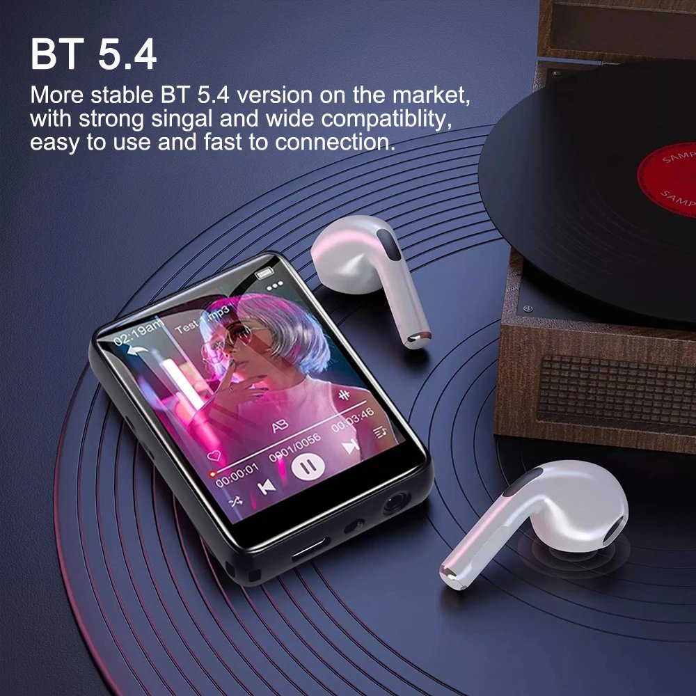 32GB 2.4 Inch Touch Screen Bluetooth 5.4 MP3 Player, HiFi Music Player with Speaker/Recorder/Ebook/Picture