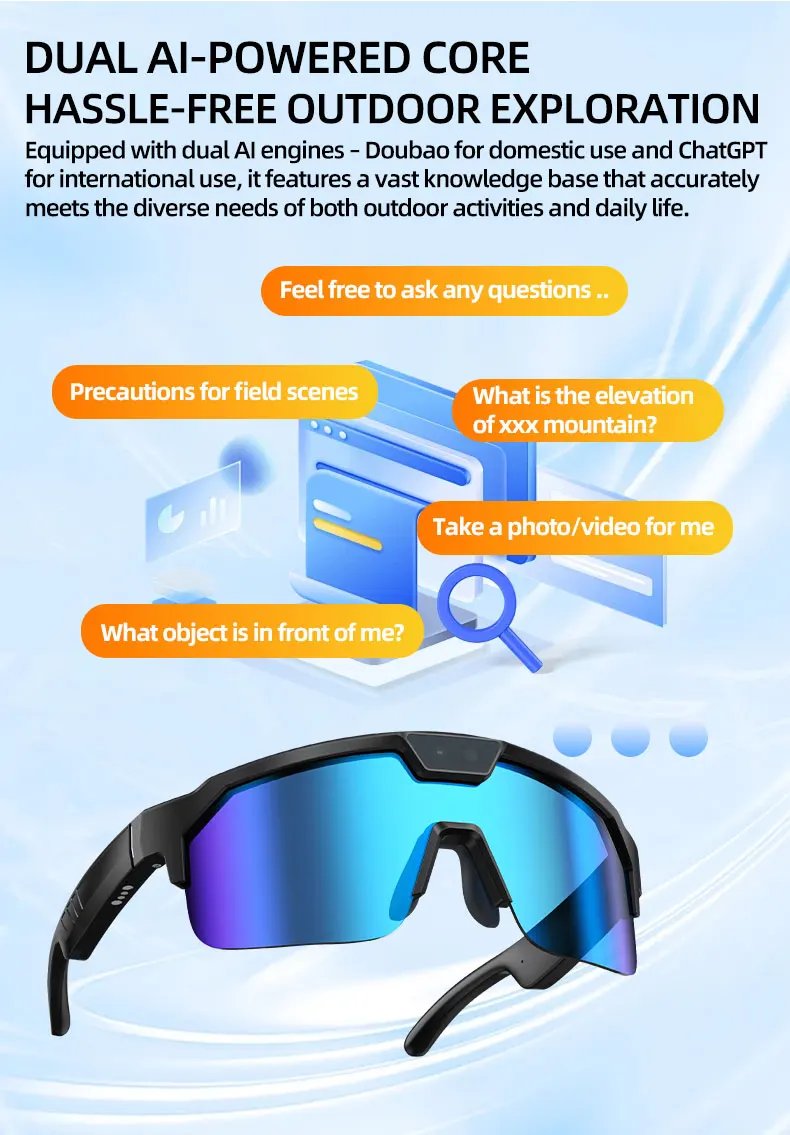 Photochromic Smart Glasses 1200P HD Camera 8MP Sensor 30MP Photo WiFi Sync Bluetooth 5.3 Audio Sunglasses Anti-shake Mic ENC PRO