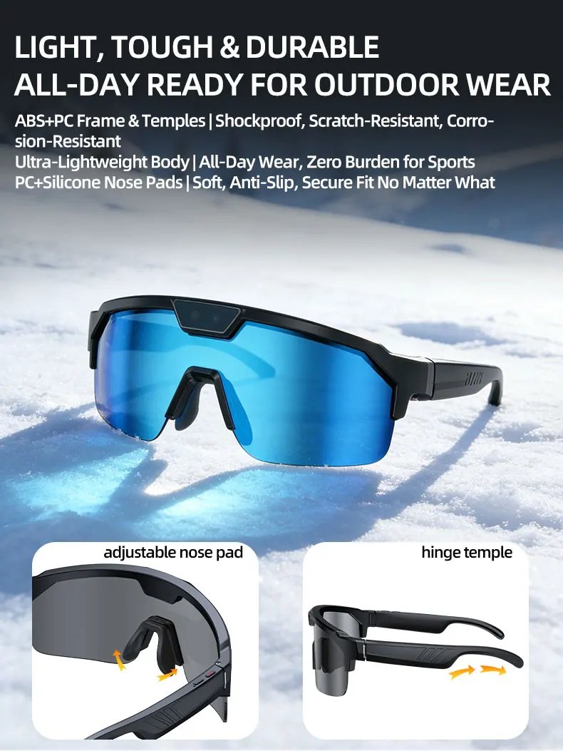 Photochromic Smart Glasses 1200P HD Camera 8MP Sensor 30MP Photo WiFi Sync Bluetooth 5.3 Audio Sunglasses Anti-shake Mic ENC PRO