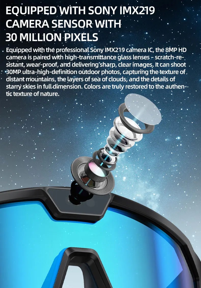 Photochromic Smart Glasses 1200P HD Camera 8MP Sensor 30MP Photo WiFi Sync Bluetooth 5.3 Audio Sunglasses Anti-shake Mic ENC PRO