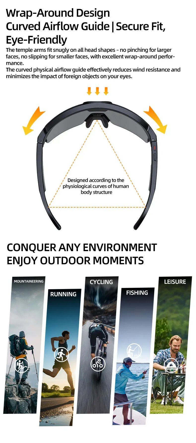 Photochromic Smart Glasses 1200P HD Camera 8MP Sensor 30MP Photo WiFi Sync Bluetooth 5.3 Audio Sunglasses Anti-shake Mic ENC PRO