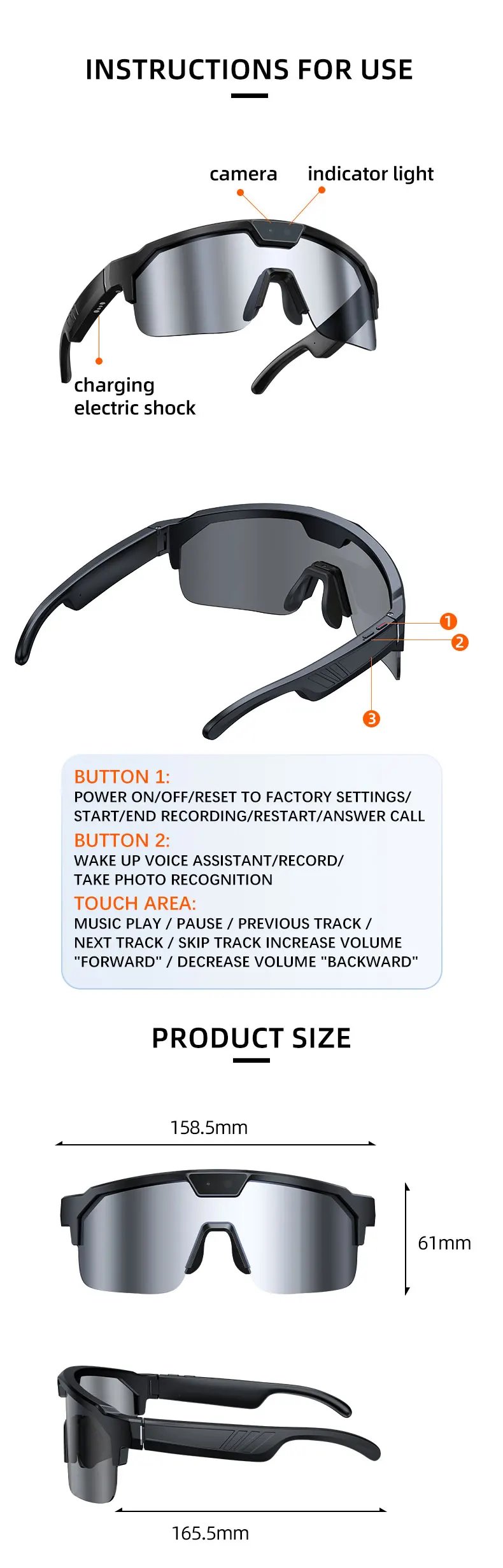 Photochromic Smart Glasses 1200P HD Camera 8MP Sensor 30MP Photo WiFi Sync Bluetooth 5.3 Audio Sunglasses Anti-shake Mic ENC PRO