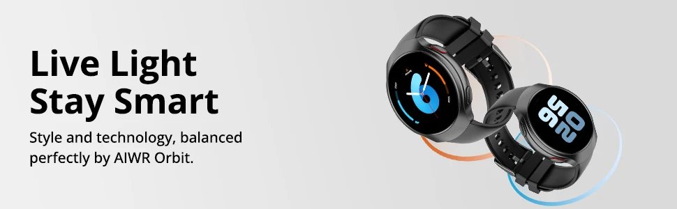 AIWR Orbit Smart Watch, GPS, 1.43'' AMOLED, AI Watch Faces ChatGPT, ENC Call, Heart Rate Monitor 5ATM Waterproof for Android iOS