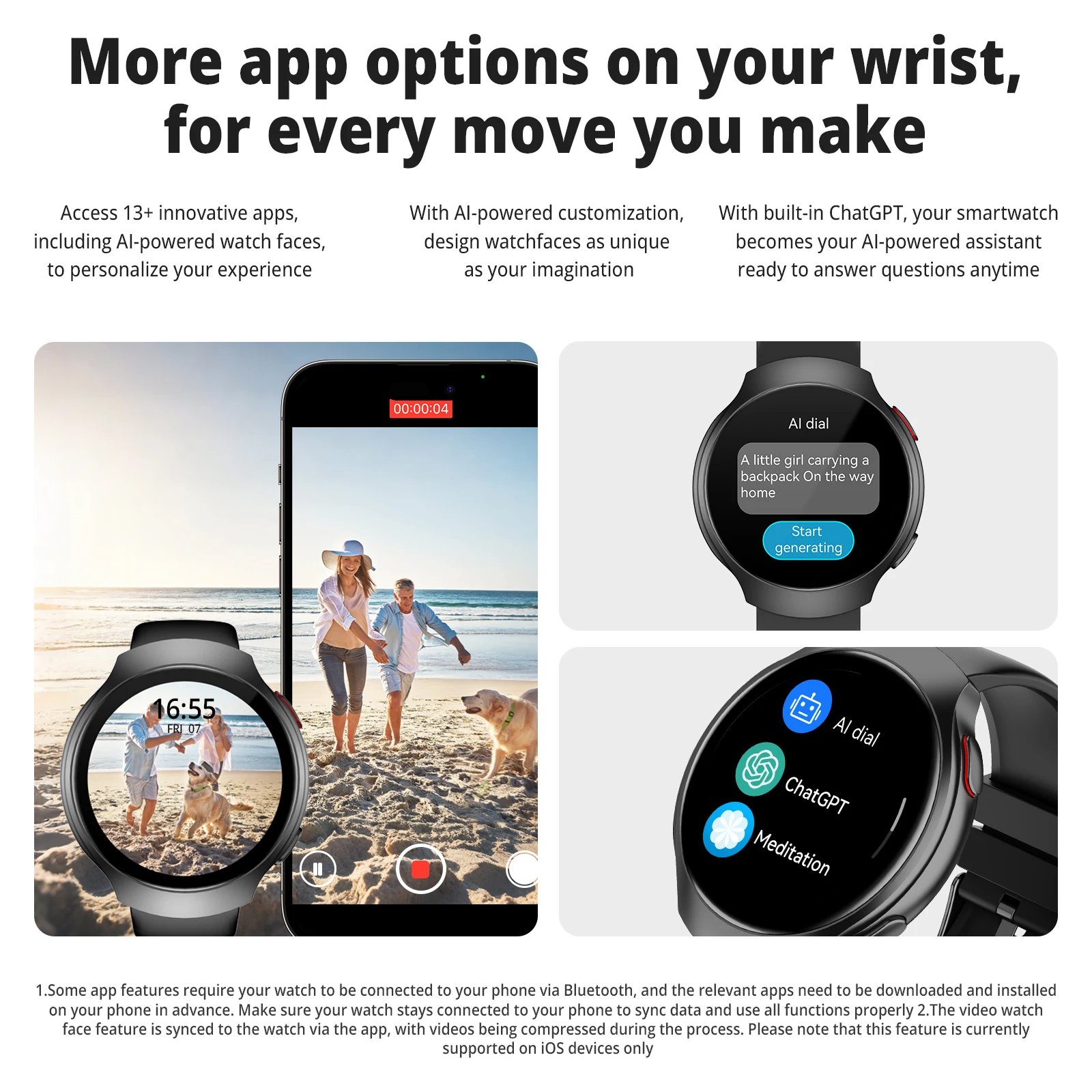 AIWR Orbit Smart Watch, GPS, 1.43'' AMOLED, AI Watch Faces ChatGPT, ENC Call, Heart Rate Monitor 5ATM Waterproof for Android iOS