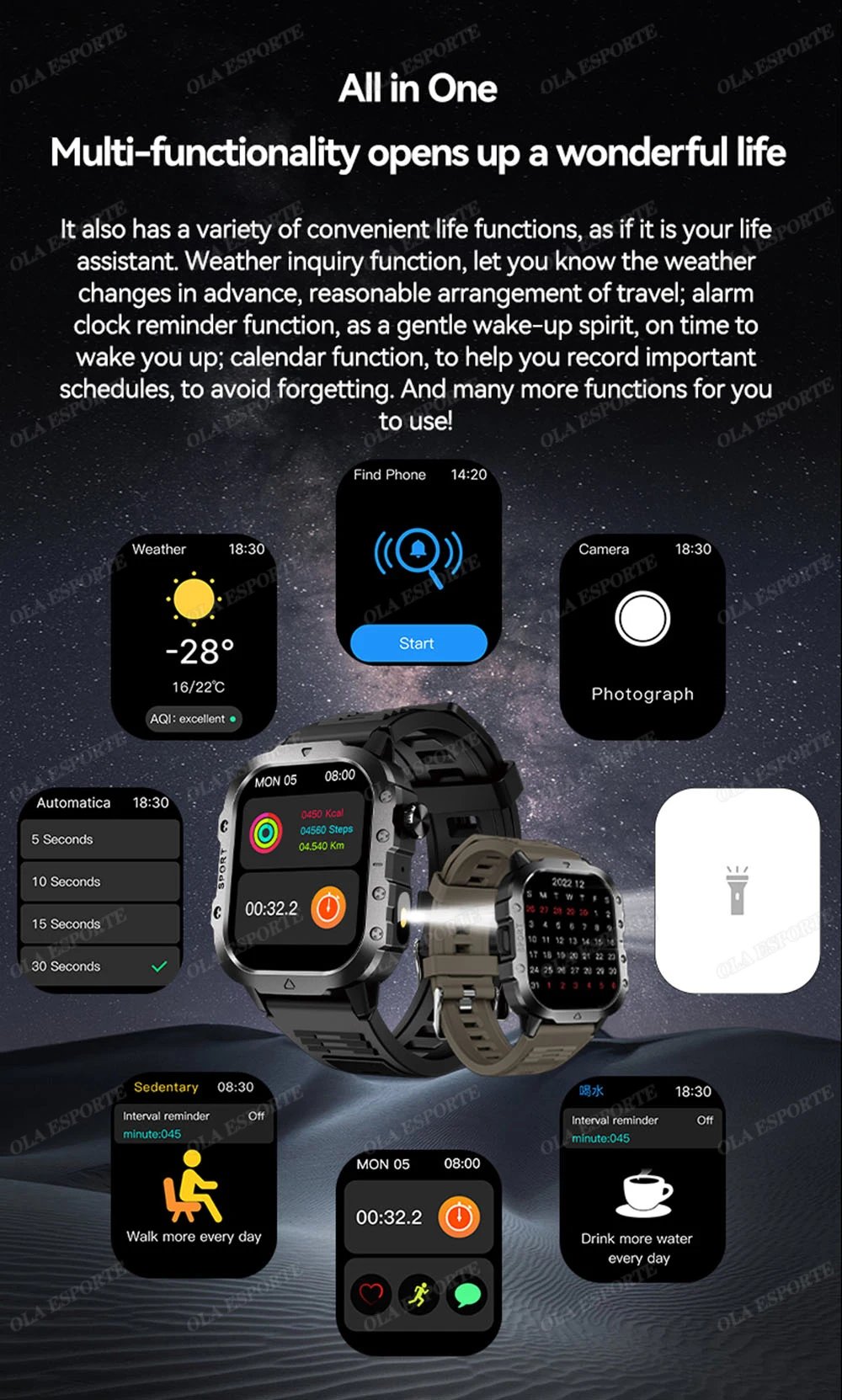 2025 New SmartWatch Men Militray Outdoor GPS Sport Watches Heart Rate Sleep Waterproof Smart Watch IOS Android