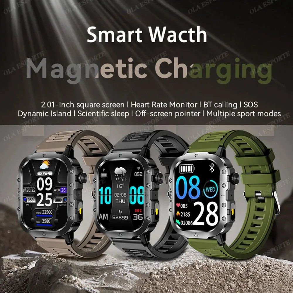 2025 New SmartWatch Men Militray Outdoor GPS Sport Watches Heart Rate Sleep Waterproof Smart Watch IOS Android