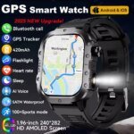 2025 New SmartWatch Men Militray Outdoor GPS Sport Watches Heart Rate Sleep Waterproof Smart Watch IOS Android