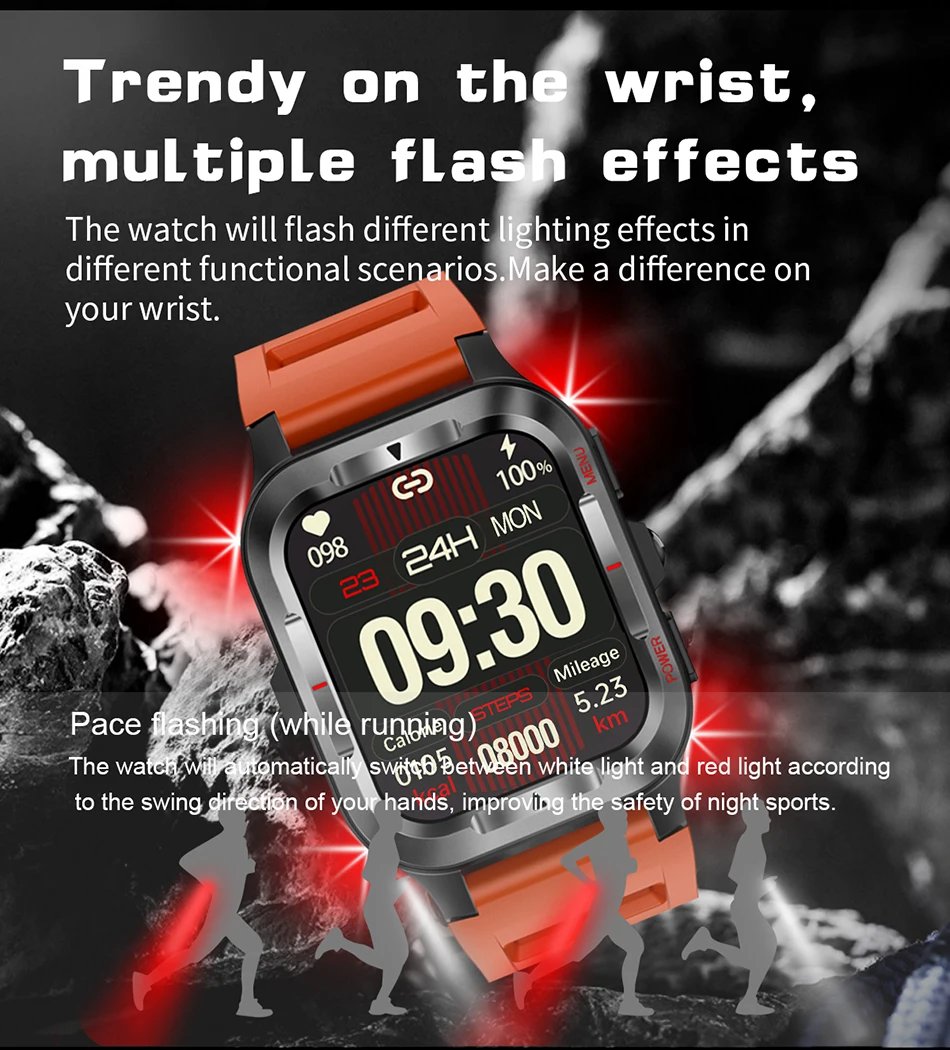 Military New GPS Sports Smart Watch Men 480mAh Battery LED Flashlight 100+ Sports Modes Bluetooth Call Waterproof Smartwatch